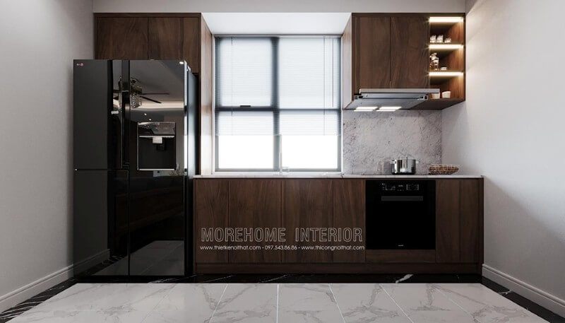 Thiết kế nội thất cho phòng bếp của căn hộ chung cư.